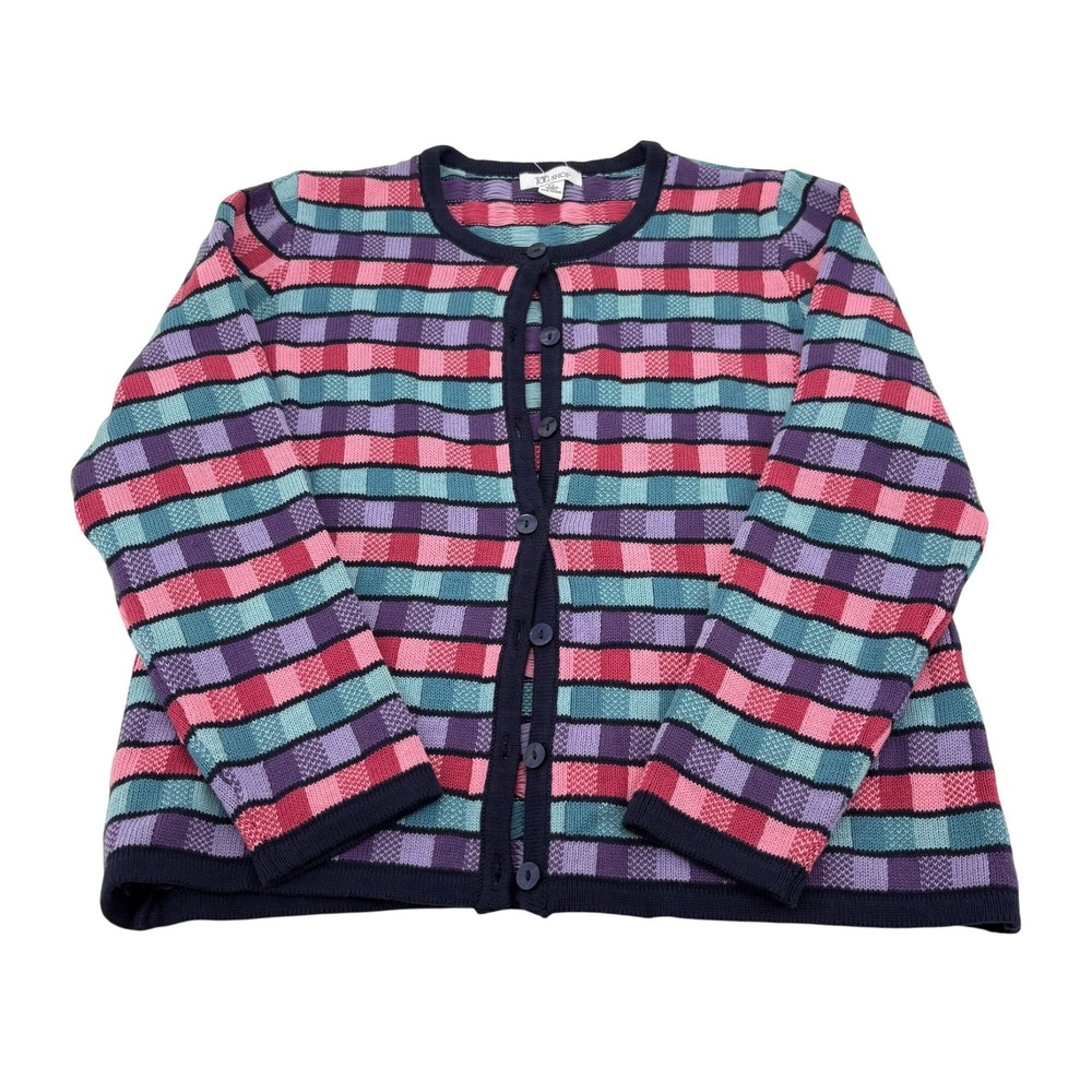 The Tog Shop Multicolor Striped Cardigan Sweater‎ PL Button Front Cotton Blend